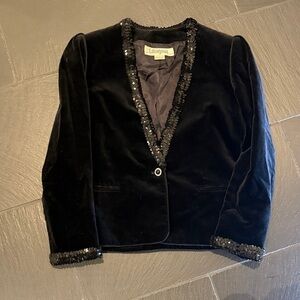 Vintage I.magnin Black Sequin-Trimmed velvet Women's Jacket